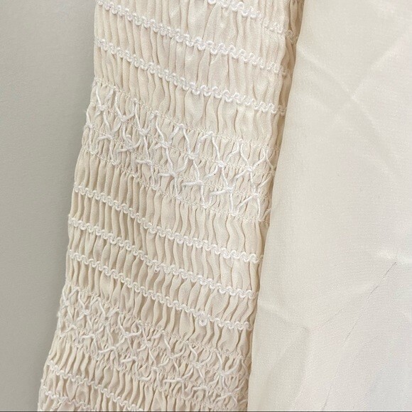 A.L.C. Sidra Blouse Ruched Smocked Cream Long Sleeve Top Size 2 - Picture 13 of 13